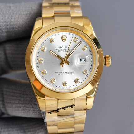 DATEJUST 41MM GOLD SMOOTH BEZEL DIAMOND NUMERALS
