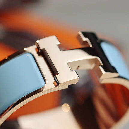 H BRACELET 18MM PINK GOLD CLOUD BLUE