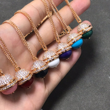 POSSEISSION DIAMOND PINK GOLD MALACHITE NECKLACE