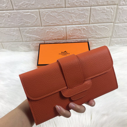 HM SNAP LOCK WALLET 19.5 ORANGE GRAINED CALFSKIN