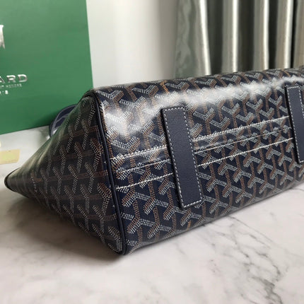 GOYA 26S ROUETTE PM TOTE BAG 30CM IN NAVY BLUE CANVAS AND CALFSKIN