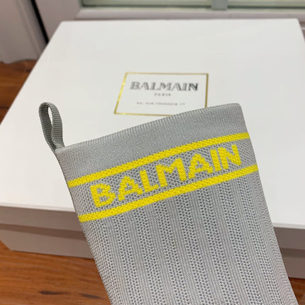 BALMAIN 26S BOOTS 105 MM IN GREY FLYKNIT STYLE 13