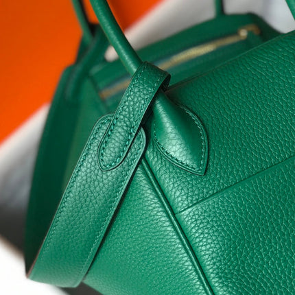 HM LINDY 30 BAG IN OCEAN GREEN CALFSKIN GOLD HARDWARE
