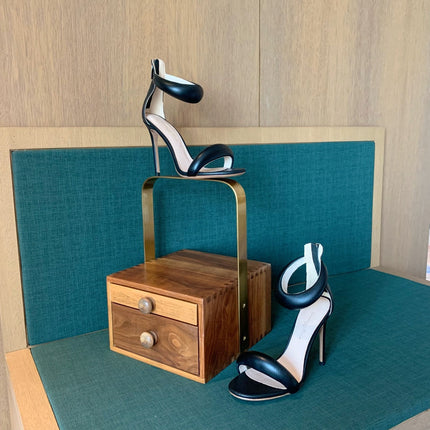GIANVITO ROSSI 26S BIJOUX SANDALS 105 MM IN BLACK LAMBSKIN