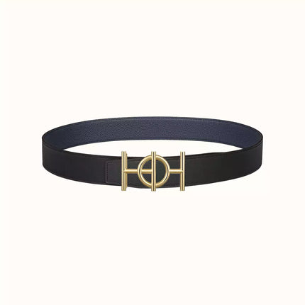 ULYSSE BELT BUCKLE & REVERSIBLE NAVY BLUE LEATHER STRAP 38MM GOLD HARDWARE