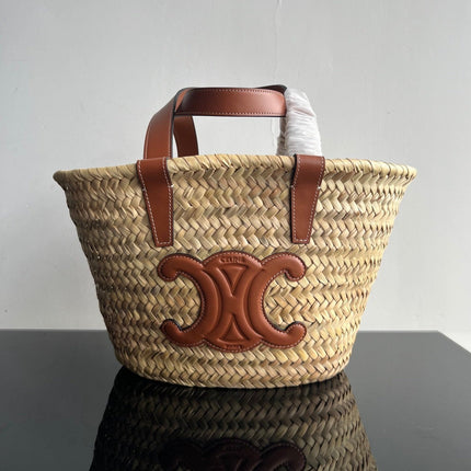 TRIOMPHE 35 BEIGE MOROCCAN RAFFIA FIBERS BAG