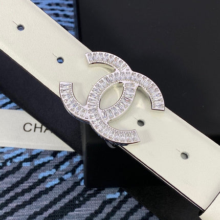 CC BELT 30 MM IN WHITE CALFSKIN 615098