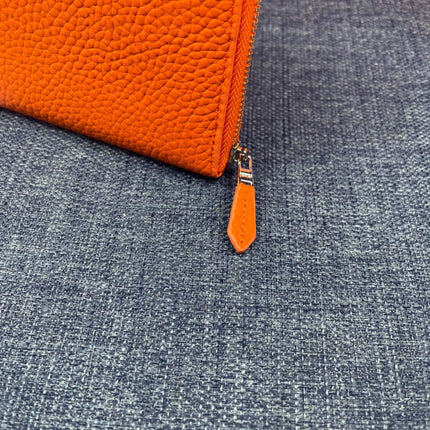 HM SILK'IN HOLED WALLET 19 ORANGE GRAINED CALFSKIN