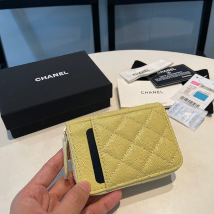 CC ZIPPED COIN PURSE 11 YELLOW GRAINED CALFSKIN