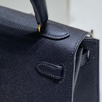 KELLY MINI 20 BAG IN BLACK CALFSKIN WITH GOLD HARDWARE