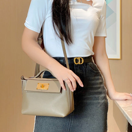 MINI 24/24 21CM IN TOGO ETOUPE EVERCOLOR CALFSKIN GOLD KELLY BUCKLE