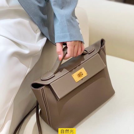 MINI 24/24 29CM IN TOGO ETOUPE EVERCOLOR CALFSKIN GOLD KELLY BUCKLE