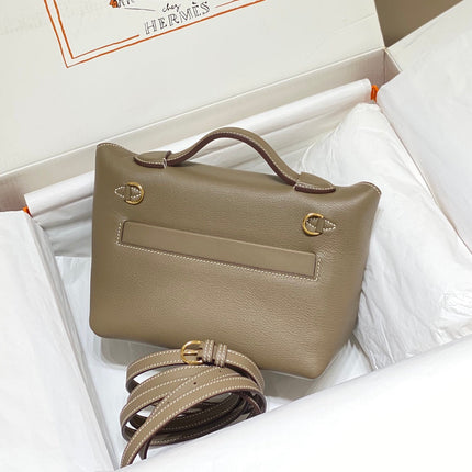 MINI 24/24 21CM IN TOGO ETOUPE EVERCOLOR CALFSKIN GOLD KELLY BUCKLE