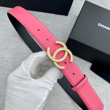 CHANEL 26S BELT 30 MM IN PINK CALFSKIN WITH GOLD HARDWARE 661514
