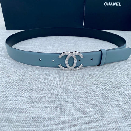 CHANEL 26S BELT 30 MM IN SKY BLUE CALFSKIN WITH GOLD HARDWARE 661514
