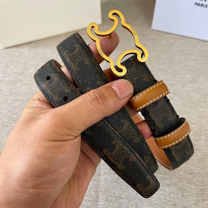 CL logo Cut-out Belt 25mm Black Tan Triomphe Canvas Ghw