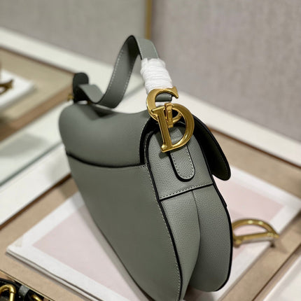 DIOR 26S SADDLE BAG 19 IN STONE GREY CALFSKIN