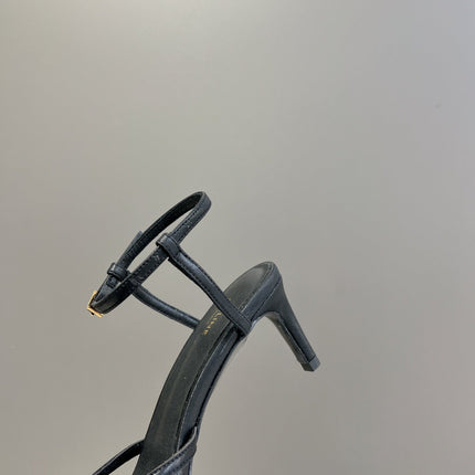 CELINE 26S KNOT STRAPPY SANDALS 60MM IN BLACK CALFSKIN