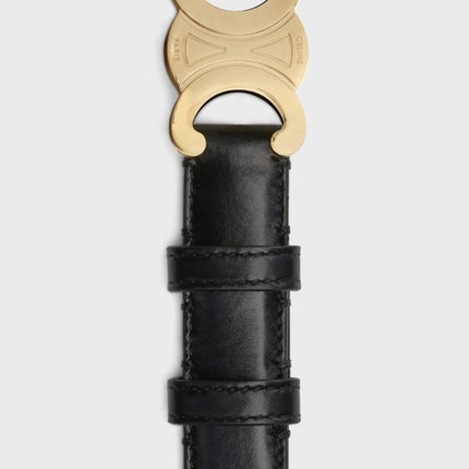 Medium Triomphe Belt 25mm Black Calfskin Ghw