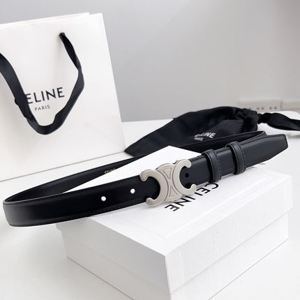 CELINE 26S BELT 25 MM IN BLACK CALFSKIN 672025