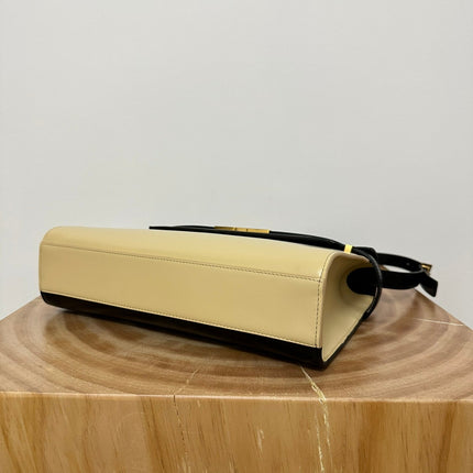 MANHATTAN 29 TOP-HANDLE IN SMOOTH BLACK BEIGE CALFSKIN