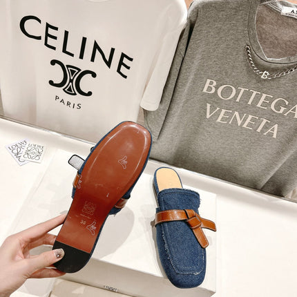 LW GATE BELTED MULE AEGEAN DENIM