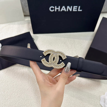 CHANEL 26S BELT 30 MM IN BLACK CALFSKIN 669345