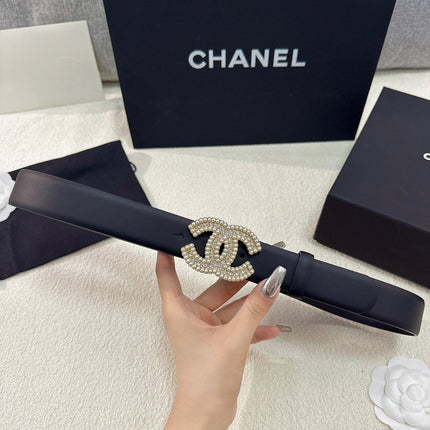 CHANEL 26S BELT 30 MM IN BLACK CALFSKIN 669345