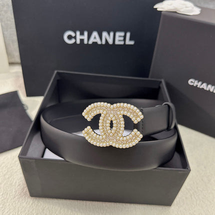 CHANEL 26S BELT 30 MM IN BLACK CALFSKIN 669345