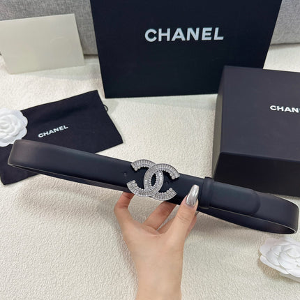 CHANEL 26S BELT 30 MM IN BLACK CALFSKIN 669346