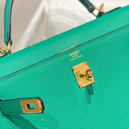 KELLY 25CM IN VERT VERTIGO EPSOM CALFSKIN GOLD HARDWARE