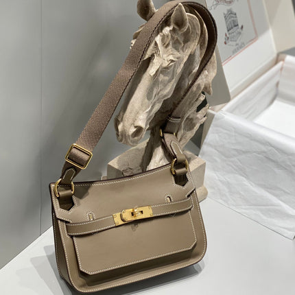 HM JYPSIERE SHOULDER BAG 23 IN WOOD BROWN CALFSKIN GOLD HARDWARE