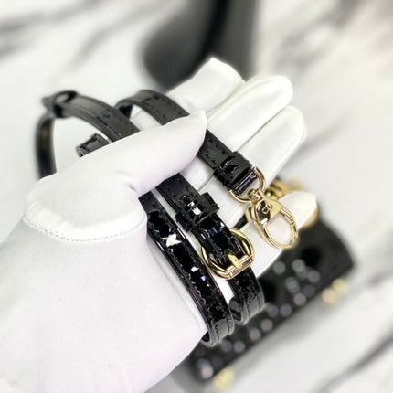 MICRO LADY 12 BAG IN GLOSSY BLACK LAMBSKIN