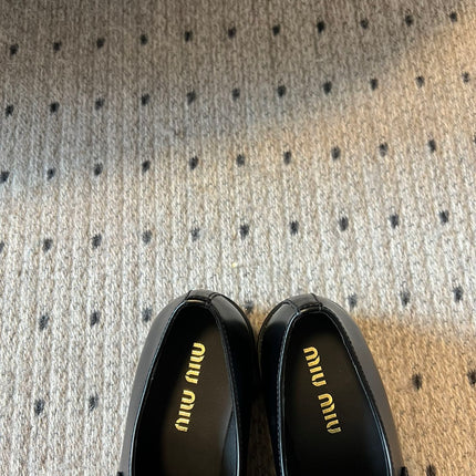 MIUMIU 26S LOAFERS IN BLACK BRUSHED CALFSKIN