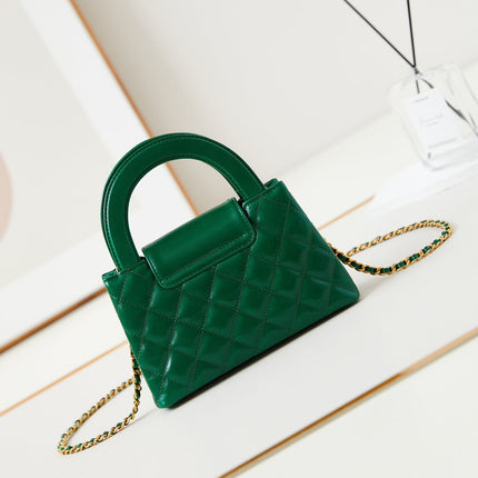 CC KELLY MINI 19 SHOPPING BAG IN GREEN FOREST CALFSKIN