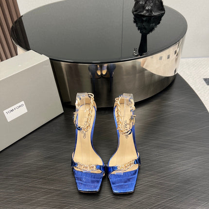 ZENITH SANDAL 10 CM IN AZURE BLUE LAMBSKIN