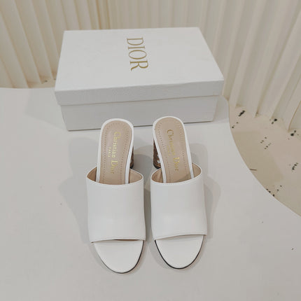DIOR 26S WIDE-STRAP MULES 80 MM IN WHITE SMOOTH CALFSKIN