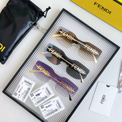 SQUARED RIMLESS VISOR SUNGLASSES FE40066U IN ACETATE AND METAL