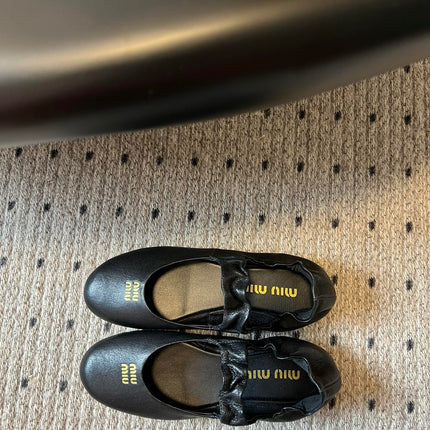 MIUMIU 26S BALLERINAS IN BLACK RUCHES NAPPA CALFSKIN
