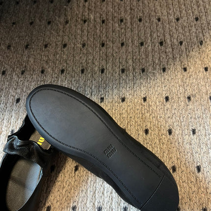 MIUMIU 26S BALLERINAS IN BLACK RUCHES NAPPA CALFSKIN