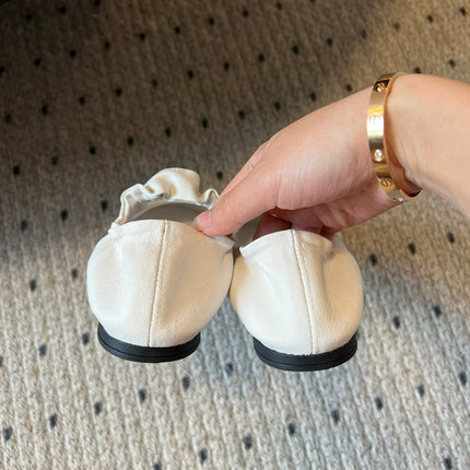 MIUMIU 26S BALLERINAS IN WHITE RUCHES NAPPA CALFSKIN