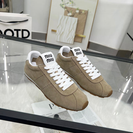 MIUMIU 26S SNEAKERS IN LIGHT BROWN SUEDE