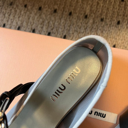 MIUMIU 26S BALLERINAS IN ALUMINUM GRAY MESH FABRIC