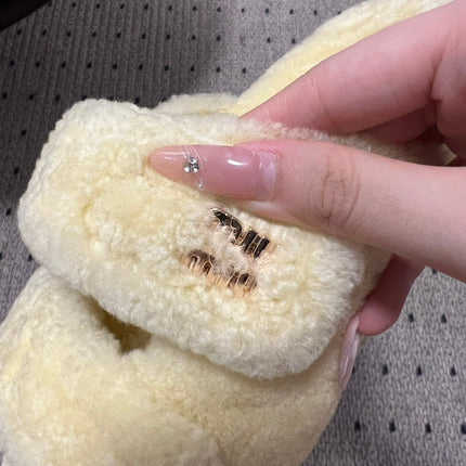 MIUMIU 26S SHEEPSKIN SLIPPERS IN LIGHT BEIGE