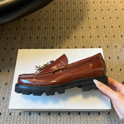 CELINE 26S LOAFER IN WINE RED CALFSKIN