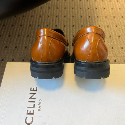 CELINE 26S LOAFER IN BROWN CALFSKIN WITH GOLD HARDWARE
