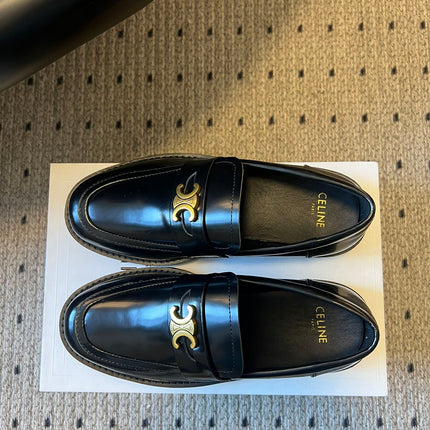 CELINE 26S LOAFER IN BLACK CALFSKIN WITH ARC DE TRIOMPHE BUCKLE