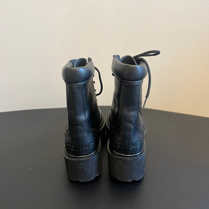 CELINE 26S MARGARET COMBAT BOOT 45 MM IN BLACK CALFSKIN