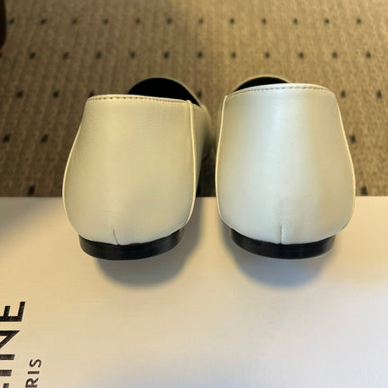CELINE 26S FLAT LOAFERS IN WHITE LAMBSKIN