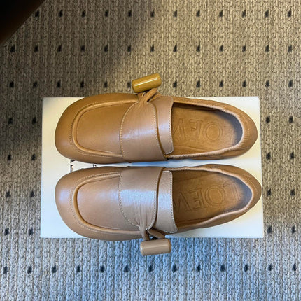 LOEWE 26S TOGGLE LOAFER 20MM IN NUDE BROWN SHINY CALFSKIN